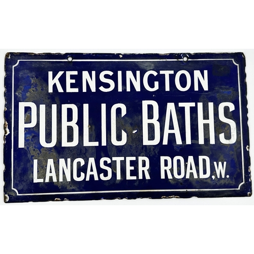 75 - KENSINGTON PUBLIC BATHS ENAMEL SIGN. 15 x 9ins. Attractive double sided London sign, best side sligh... 