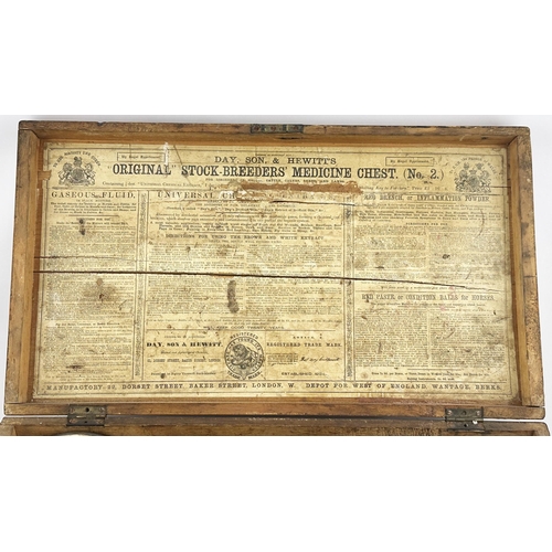 78 - DAY SON & HEWITTS STOCK BREEDERS MEDICINE CHEST. Printed wooden box 10.3 x 18.2 x 6ins when closed. ... 