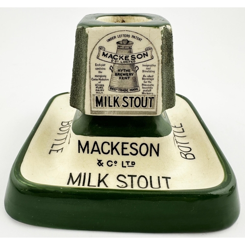 99 - MACKESON MILK STOUT ASHTRAY, STRIKER & MATCHOLDER. 3.7ins tall. A really attractive square based str... 