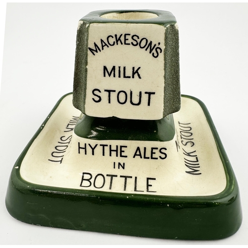 99 - MACKESON MILK STOUT ASHTRAY, STRIKER & MATCHOLDER. 3.7ins tall. A really attractive square based str... 