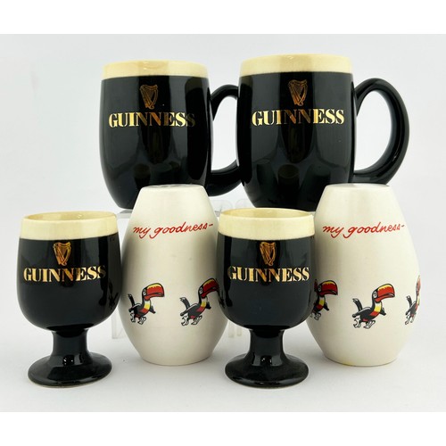 51 - GUINNESS KITCHEN ASSORTMENT ITEMS. Tallest tankard 3.6ins. 2 tankards, 2 egg cups, plus salt and pep... 