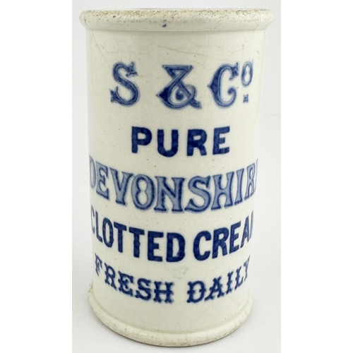 105 - S & CO DEVONSHIRE CYLINDER CREAM POT. 4.5ins tall. RB rating 10. Strong blue double sided transfer. ... 