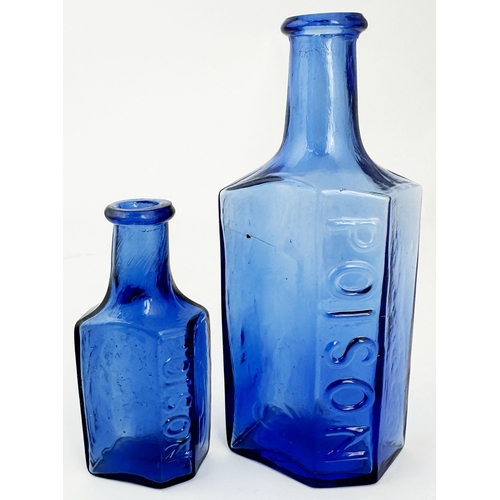 110 - ATLEE & SON POISON BOTTLE. DP p27 WA1-2. 3.3ins tall. Cobalt blue mysterious patent simply utilising... 