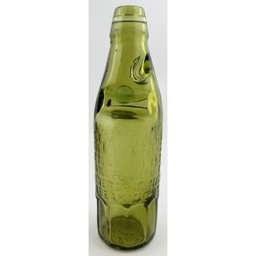 13 - KEYSTONE STEAM BOTTLING COMPANY BIRMINGHAM COLOURED CODD BOTTLE. 8.7ins tall. Glorious greeny tinged... 