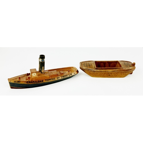 143 - DOULTON LAMBETH MODEL OF A TUG BOAT. 8ins long. An absolutely superb, highly detailed model, of a Vi... 