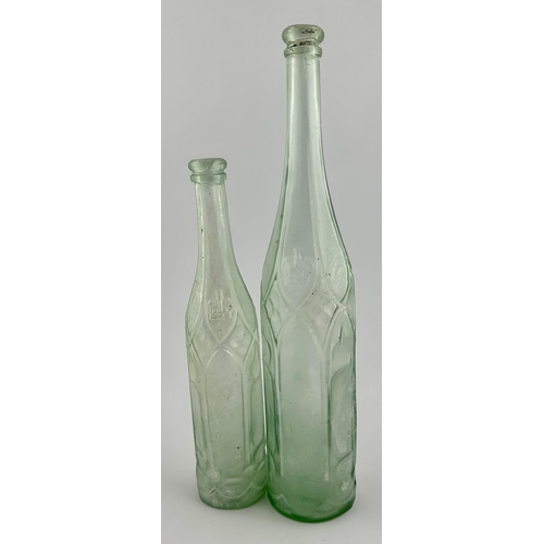 145 - BATTYS DIAMOND REGISTRY MARKED SALAD OIL. 11ins tall. Elegant aqua glass early piece, various body s... 