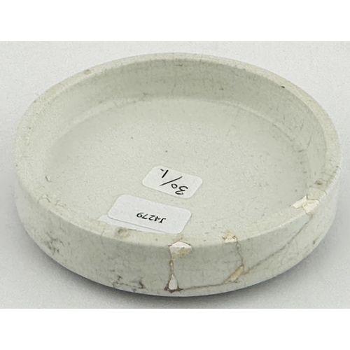 149 - BEDFORD POT LID. (APL pg 30, 1) 3ins diam. Black transfer with solid line border. ANTHONYS/ CHERRY/ ... 