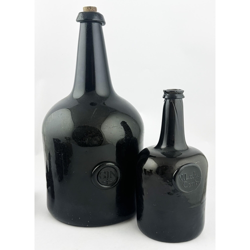 172 - ENGLISH W LECHE CARDER SEALED MALLET WINE BOTTLE. (Burton p 1179). 9.3ins tall. A truly outstanding ... 