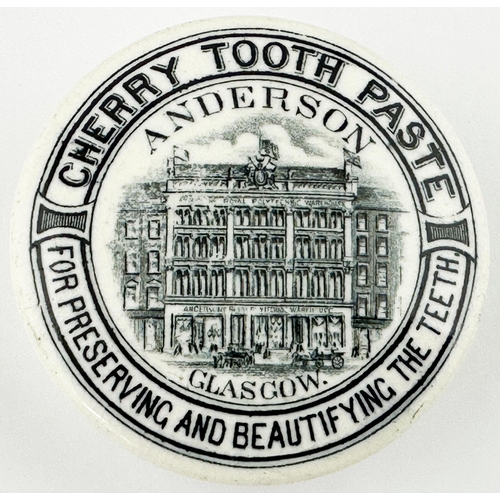 2 - GLASGOW CHERRY TOOTH PASTE POT LID. (APL pg 546, 97) 2.6ins diam. A particularly strong & crisp blac... 