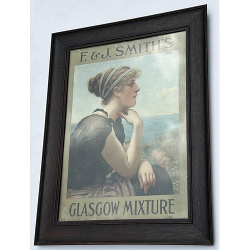 34 - GLASGOW MIXTURE FRAMED ADVERT. 22.25 x 28.75ins. F & J SMITHS/ GLASGOW MIXTURE. Great image of lady ... 