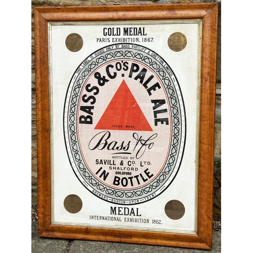 37 - BASS & CO GUILDFORD FRAMED SHOWCARD. 29.25 x 38.25ins. In original stamped maple frame. GOLD MEDAL/ ... 