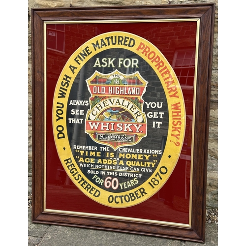 38 - GLASGOW CHEVALIER WHISKY FRAMED ADVERT. 37. BASS & CO GUILDFORD FRAMED SHOWCARD. 29.25 x 38.25ins. I... 