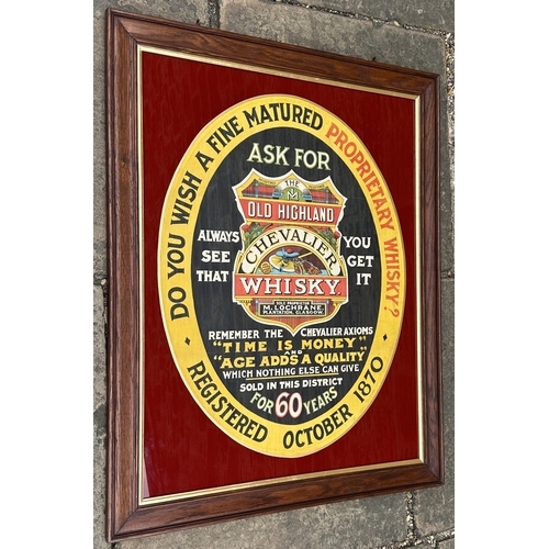 38 - GLASGOW CHEVALIER WHISKY FRAMED ADVERT. 37. BASS & CO GUILDFORD FRAMED SHOWCARD. 29.25 x 38.25ins. I... 