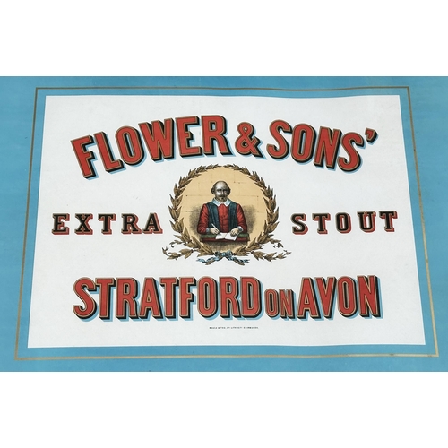 57 - FLOWER & SONS STRATFORD ON AVON BREWERY FRAMED ADVERTISEMENT. 26.25 x 32.25ins frame, image shown he... 