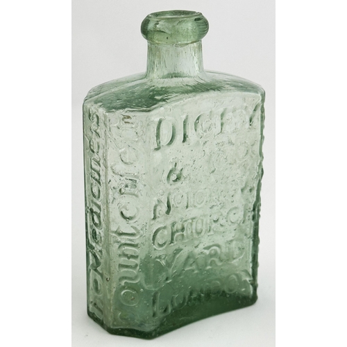 69 - DAFFYS ELIXIR BOTTLE. 4.6ins tall. Good aqua glass, very characterful finish, neck striations, littl... 