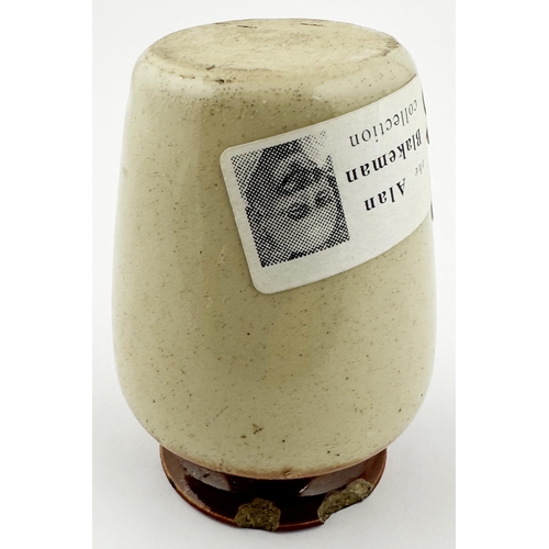 75 - JAMES STIFF & SONS PROMOTIONAL SAMPLE CREAM POT. 3.3ins tall. T.t. brown top, black transfer promoti... 