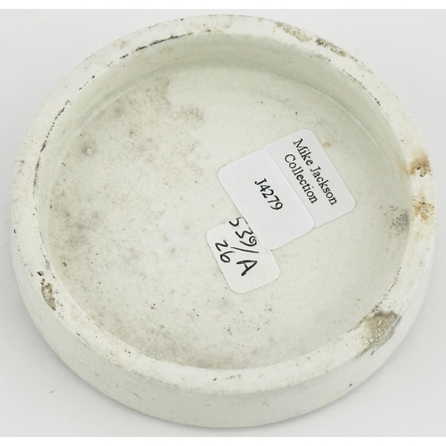 81 - EDINBURGH POT LID. (APL 539, 26a) 2.8ins diam. Decorative lid with leafs. OTTO OF ROSE/ W. CHARLES B... 