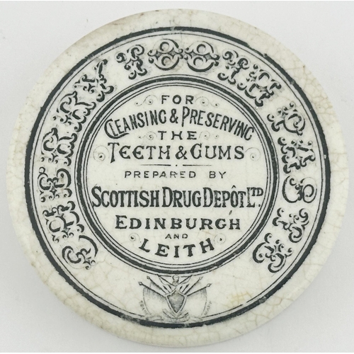 83 - EDINBURGH & LEITH POT LID. (APL pg 544, 81) 2.7ins diam. Black transfer with large decorative letter... 