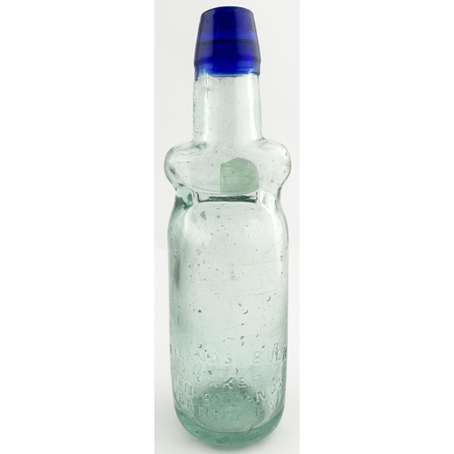 89 - J E ECKERSLEY BOLTON BULB NECK CODD BOTTLE. 9ins tall. 10oz capacity aqua glass codd with extraordin... 