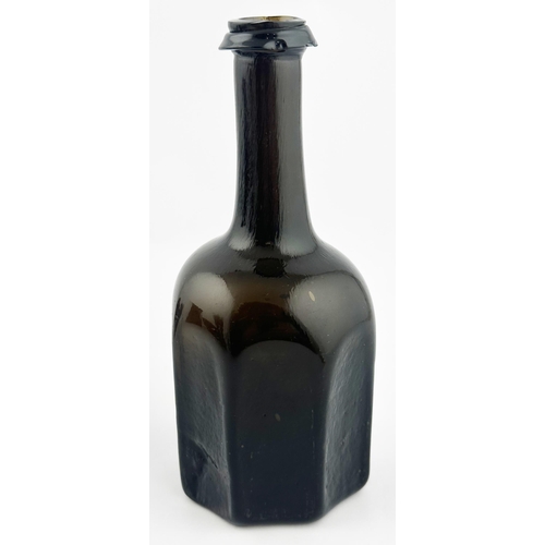 158 - ENGLISH SPLIT SIZE OCTAGONAL WINE BOTTLE. 6.5ins tall (larger of the 2 in the duo picture detail). A... 