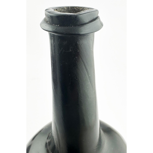 159 - ENGLISH OCTAGONAL WINE BOTTLE. 9.2ins tall (larger of the 2 in the duo picture detail). Long necked ... 