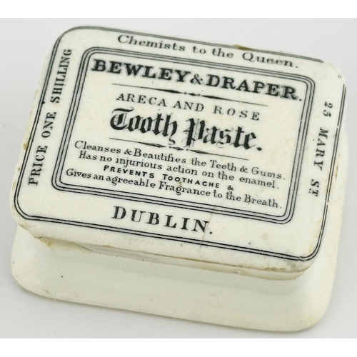 165 - DUBLIN POT LID & BASE. (APL pg 198, 33) 3 x 2.4ins Rectangular in shape. CHEMISTS TO THE QUEEN/ BEWL... 