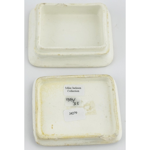 165 - DUBLIN POT LID & BASE. (APL pg 198, 33) 3 x 2.4ins Rectangular in shape. CHEMISTS TO THE QUEEN/ BEWL... 