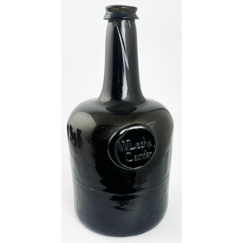 172 - ENGLISH W LECHE CARDER SEALED MALLET WINE BOTTLE. (Burton p 1179). 9.3ins tall. A truly outstanding ... 