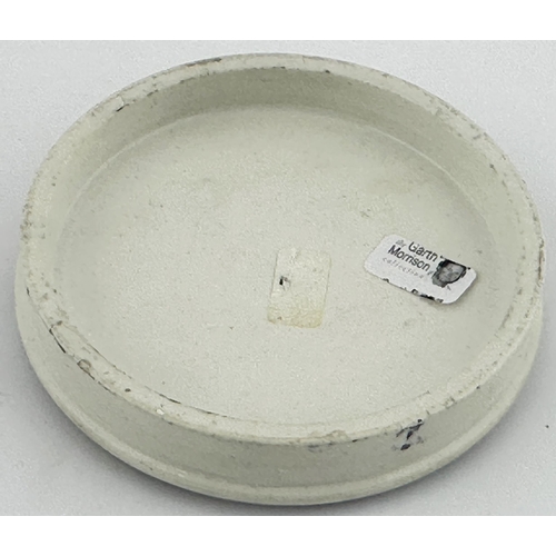 193 - PLYMOUTH POT LID. (APL pg 87, 64) 3.5ins diam. Decorative black transferred lid with solid line bord... 