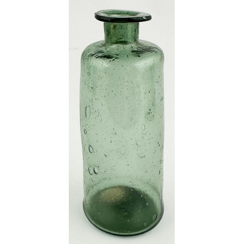 197 - FREE BLOWN APOTHECARY PHIAL. 3.5ins tall. Light green glass cylinder phial with medium flared lip. p... 