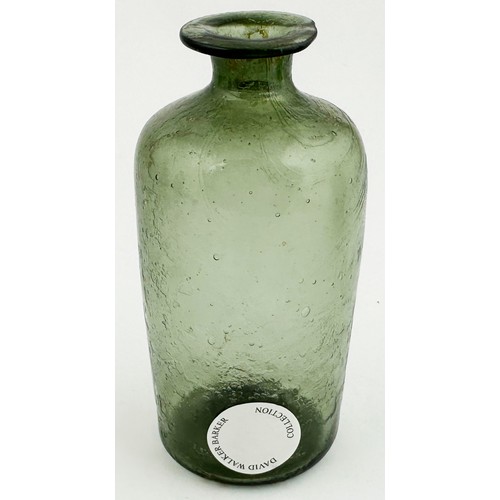 199 - FREE BLOWN APOTHECARY PHIAL. 3.7ins tall. Green glass cylinder, flared top lip, deep base pontil. sw... 