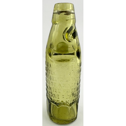 14 - KEYSTONE STEAM BOTTLING COMPANY BIRMINGHAM COLOURED CODD BOTTLE. 7.3ins tall. Fabulous light amber c... 