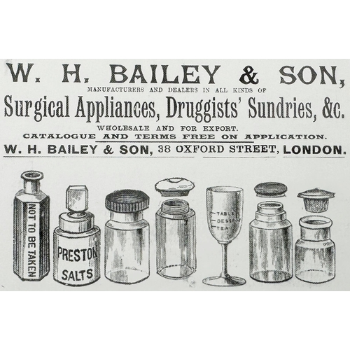 1 - BAILEY POISON BOTTLE. 3.3ins tall. (DP p67). Brown glass cylinder, sturdy flat topped clear glass gr... 