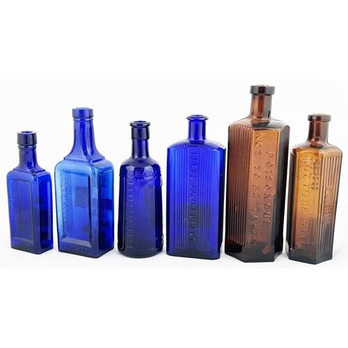 20 - COLES PATENT EMBROCATION POISON BOTTLE. 6ins tall. (DP p39) Cobalt blue, rectangular with sunken pan... 