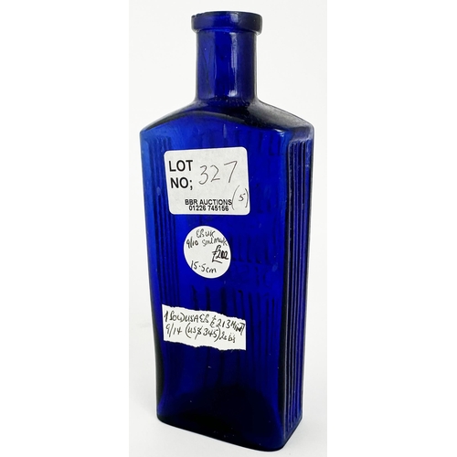 28 - CARBOLIC ACID POISON BOTTLE. 6ins tall. (DP p145) Cobalt blue glass, rectangular shape with embossin... 