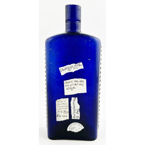 77 - LEWIS & TOWERS FLASK POISON BOTTLE. (DP p53) Cobalt blue glass with single rows of hobnail style st... 