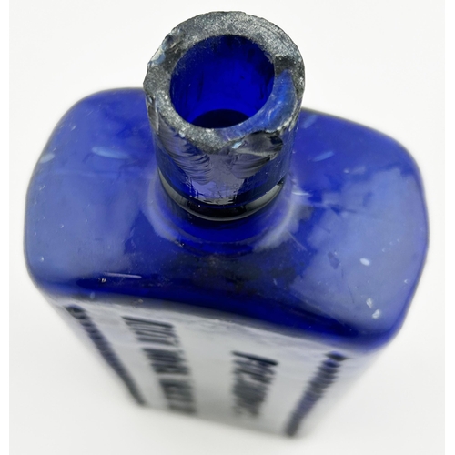 77 - LEWIS & TOWERS FLASK POISON BOTTLE. (DP p53) Cobalt blue glass with single rows of hobnail style st... 