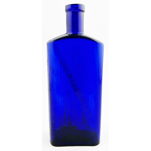 80 - CRAYFORD URBAN DISTRICT COUNCIL RECTANGULAR POISON BOTTLE. 8.75ins tall. Cobalt blue glass, flattene... 