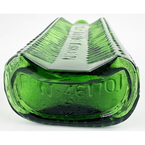 94 - FOULSTONS CRESCENT POISON BOTTLE. (DP p57, SF1). 7.1ins tall. Bright emerald green. Crescent section... 