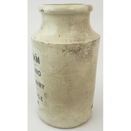 438 - LANARKSHIRE DAIRY POLLOCKSHIELDS GLASGOW CREAM POT. 5.8ins tall. A must unusual, and super rare, str... 