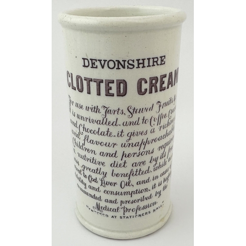 441 - HORNERS DEVONSHIRE CLOTTED CREAM CYLINDER. 5.1ins tall, straight sided cylinder with very strong pur... 