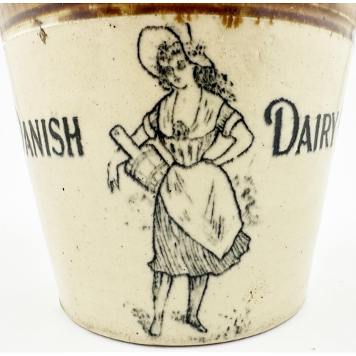 443 - DANISH DAIRY BUTTER CROCK. 5ins high. A rather fine, early, t.t., 2lb size butter crock. Dark brown ... 