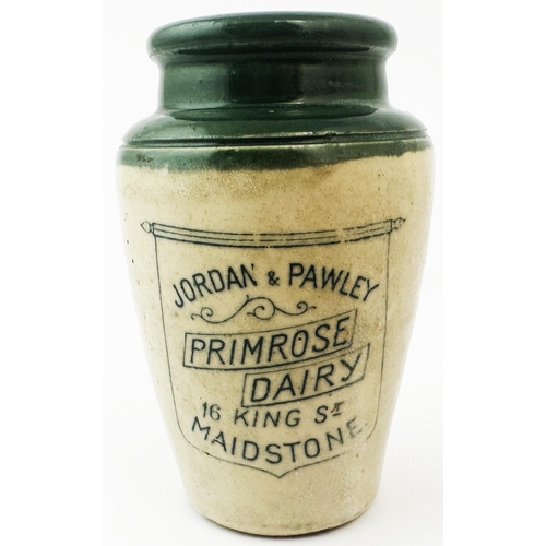 444 - JORDAN & PAWLEY PRIMROSE DAIRY CREAM POT. 3.8ins tall. A medium size pot from this Kent dairy - King... 