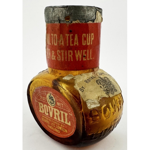 452 - 2oz BOVRIL JAR WITH PAPER LABEL. 3ins tall. Original paper labels, embossed 2oz/ BOVRIL/ LIMITED. La... 