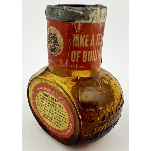 452 - 2oz BOVRIL JAR WITH PAPER LABEL. 3ins tall. Original paper labels, embossed 2oz/ BOVRIL/ LIMITED. La... 