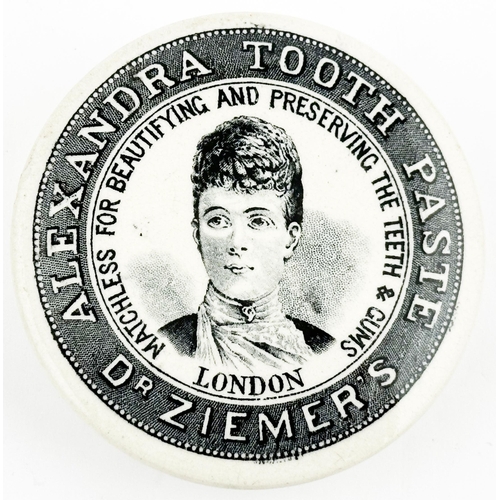 455 - LONDON POT LID. (APL p418, 4a) 2.7ins diam. Pictorial lid depicting Princess Alexandra dressed in hi... 