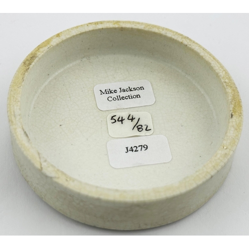 507 - EDINBURGH & LEITH POT LID. (APL p544, 82) 2.6ins diam. Smaller of the two sizes with solid black lin... 