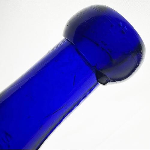 514 - BRADFORD BROS NEWCASTLE FLAT BOTTOMED HAMILTON BOTTLE. Blues book p35. 7.4ins tall. Bright cobalt bl... 