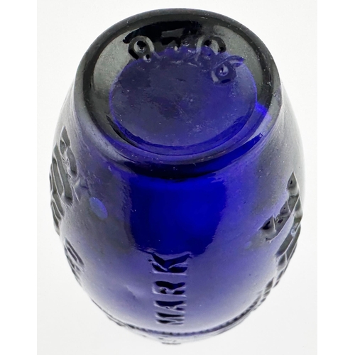 514 - BRADFORD BROS NEWCASTLE FLAT BOTTOMED HAMILTON BOTTLE. Blues book p35. 7.4ins tall. Bright cobalt bl... 