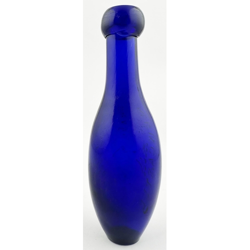 514 - BRADFORD BROS NEWCASTLE FLAT BOTTOMED HAMILTON BOTTLE. Blues book p35. 7.4ins tall. Bright cobalt bl... 